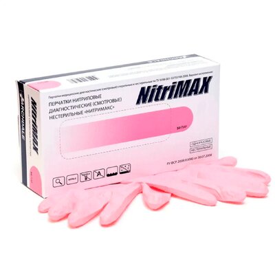 NitriMax Перчатки нитрил.розовые S 50пар 3,5гр