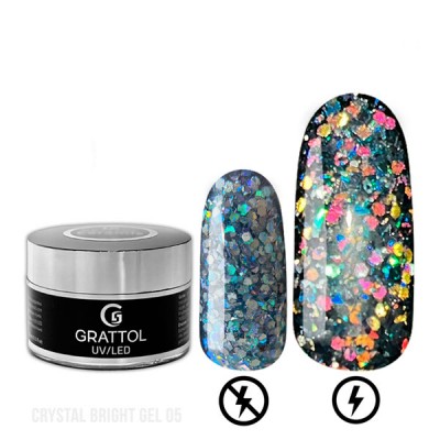 Grattol Gel Crystal Bright 05 - гель со светоотражающим глиттером 15мл